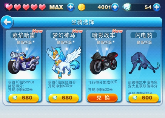 天天酷跑最新坐騎排行榜TOP一覽！